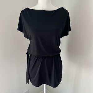 White House Black Market Elegant Black Tunic Top